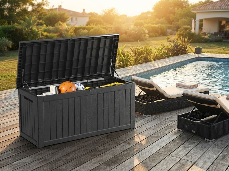 270-Gallon Resin Deck Box, Lift-Assist Lid