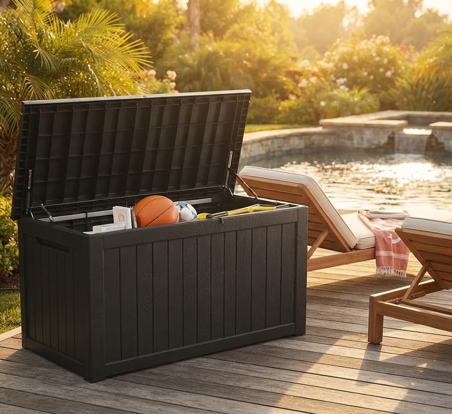 270-Gallon Resin Deck Box, Lift-Assist Lid
