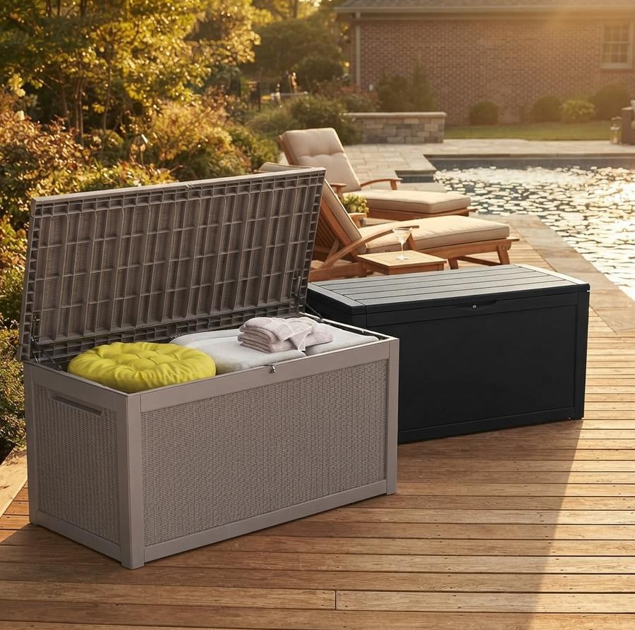 325-Gallon Resin Deck Box, Grey