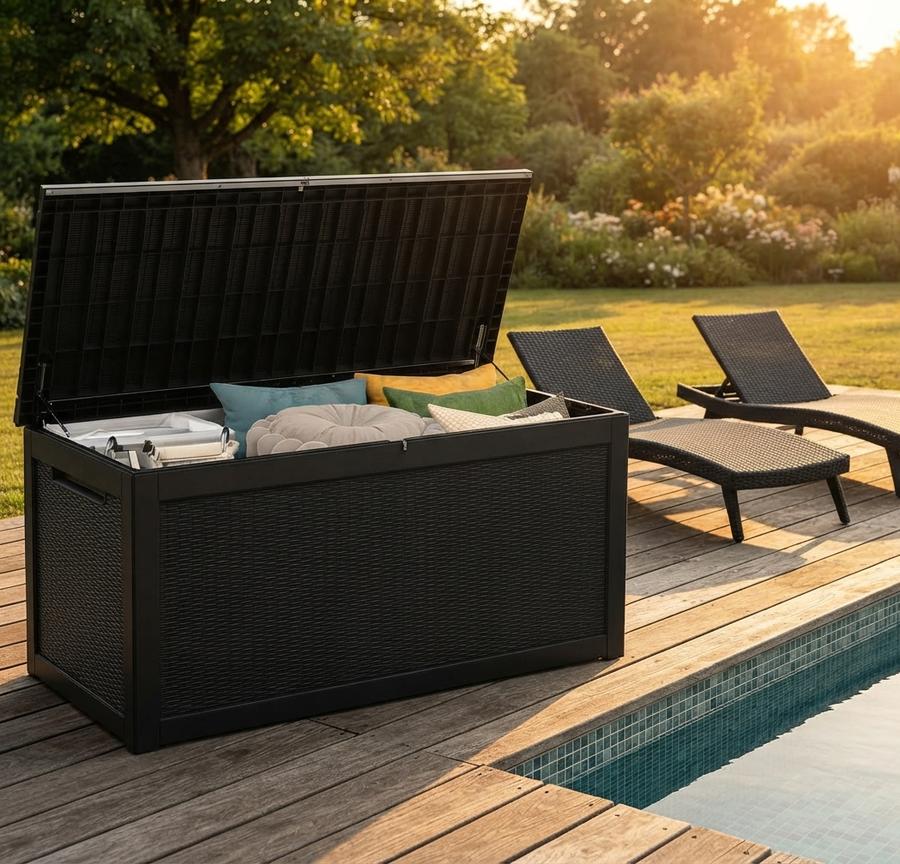 325-Gallon Resin Deck Box, Black