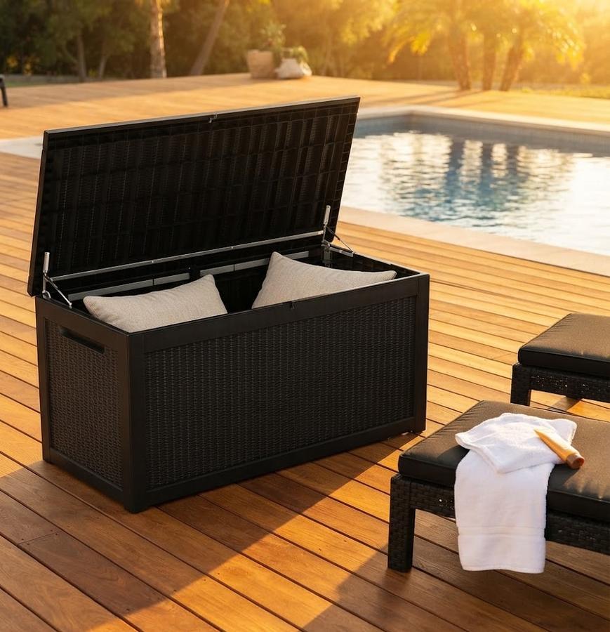 321-Gallon Resin Deck Box, Lift-Off Lid